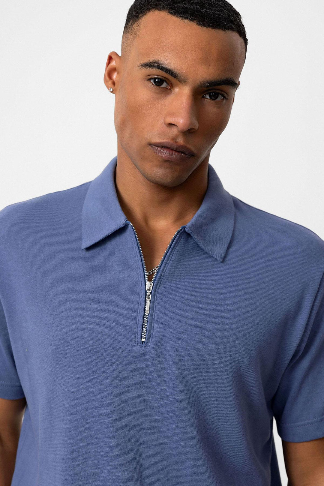 Camiseta Hombre Indigo Cuello Polo Con Cremallera - Wessi