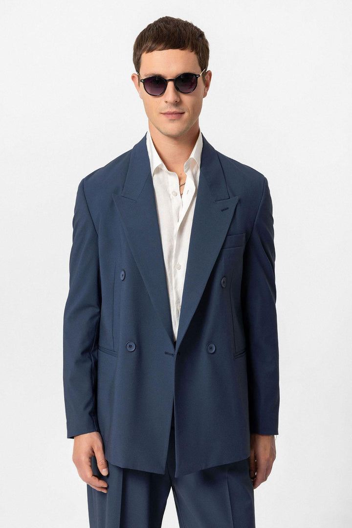 Single Button Double-breasted Men's Blazer Jacket - Wessi