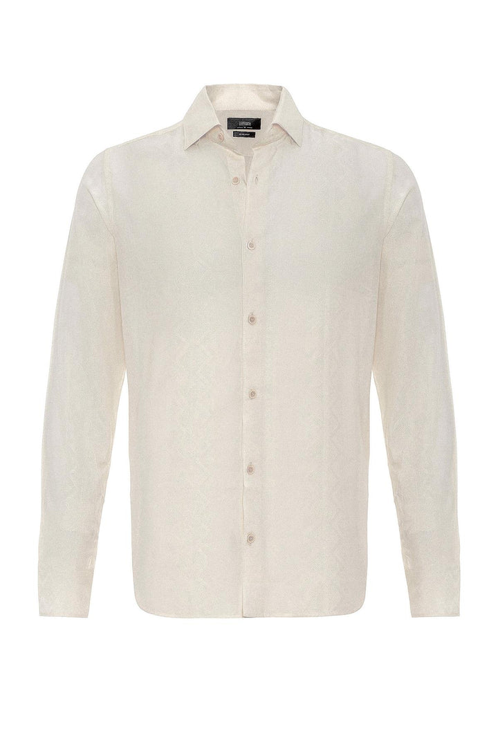 Men's Ecru Embroidered  Shirt - Wessi