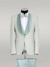 3-Piece Textured Satin Lapel Green Men's Tuxedo with Bow Tie