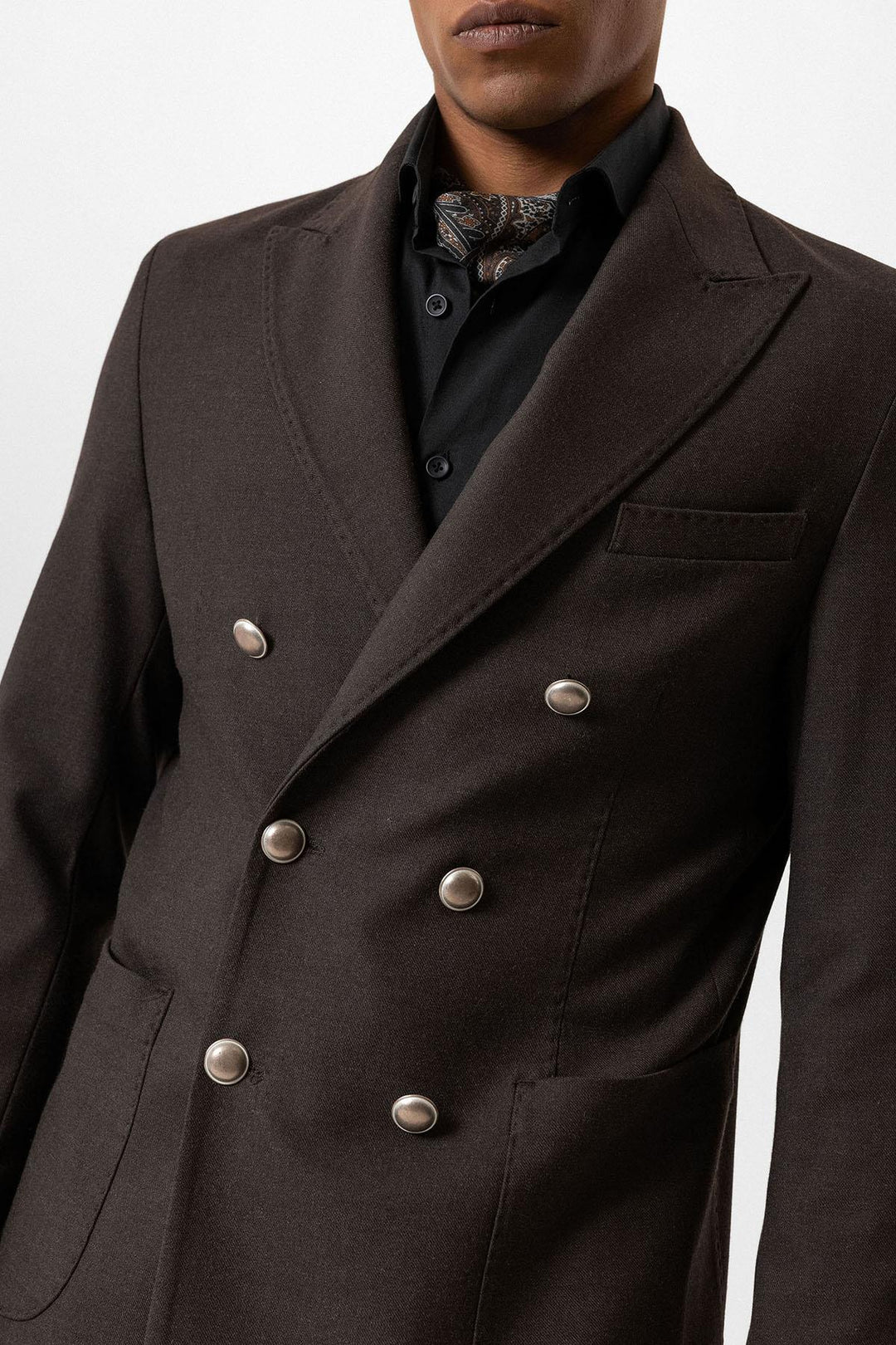 Brown Unlined Double-Breasted Men's Blazer Jacket - Wessi