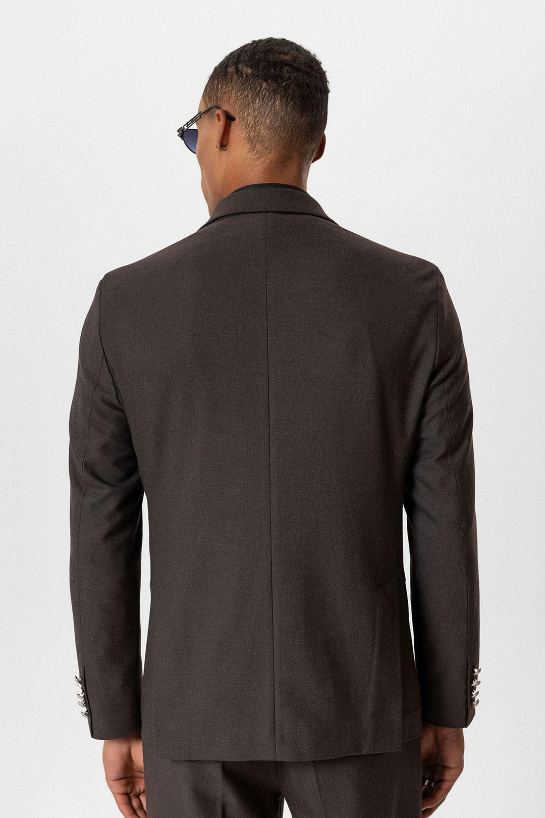 Brown Unlined Double-Breasted Men's Blazer Jacket - Wessi