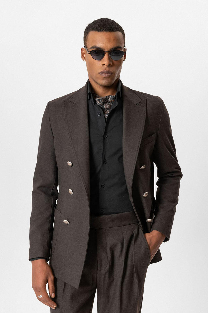 Brown Crop Fit Suede Men's Jacket - Wessi