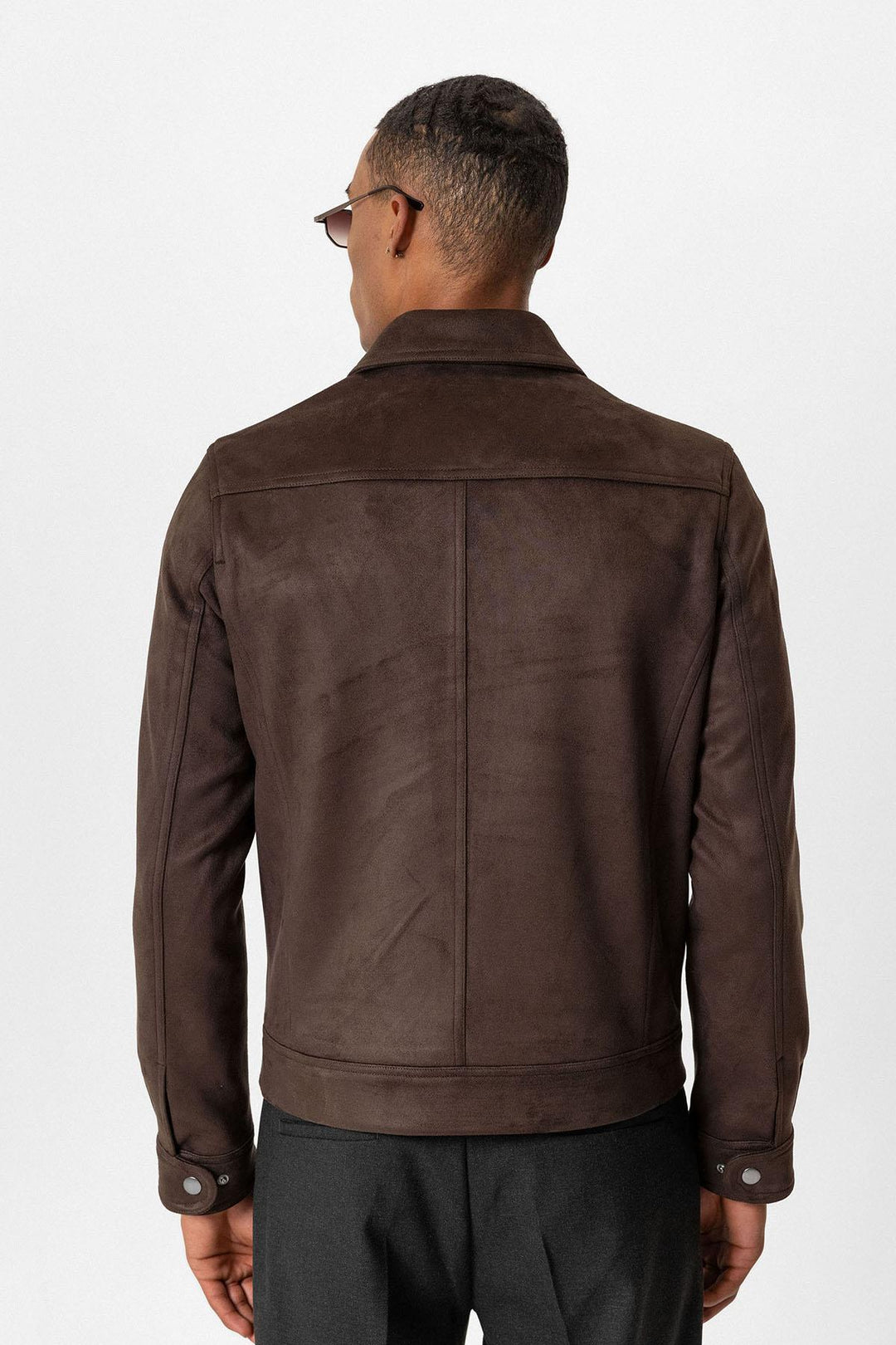 Brown Crop Fit Suede Men's Jacket - Wessi