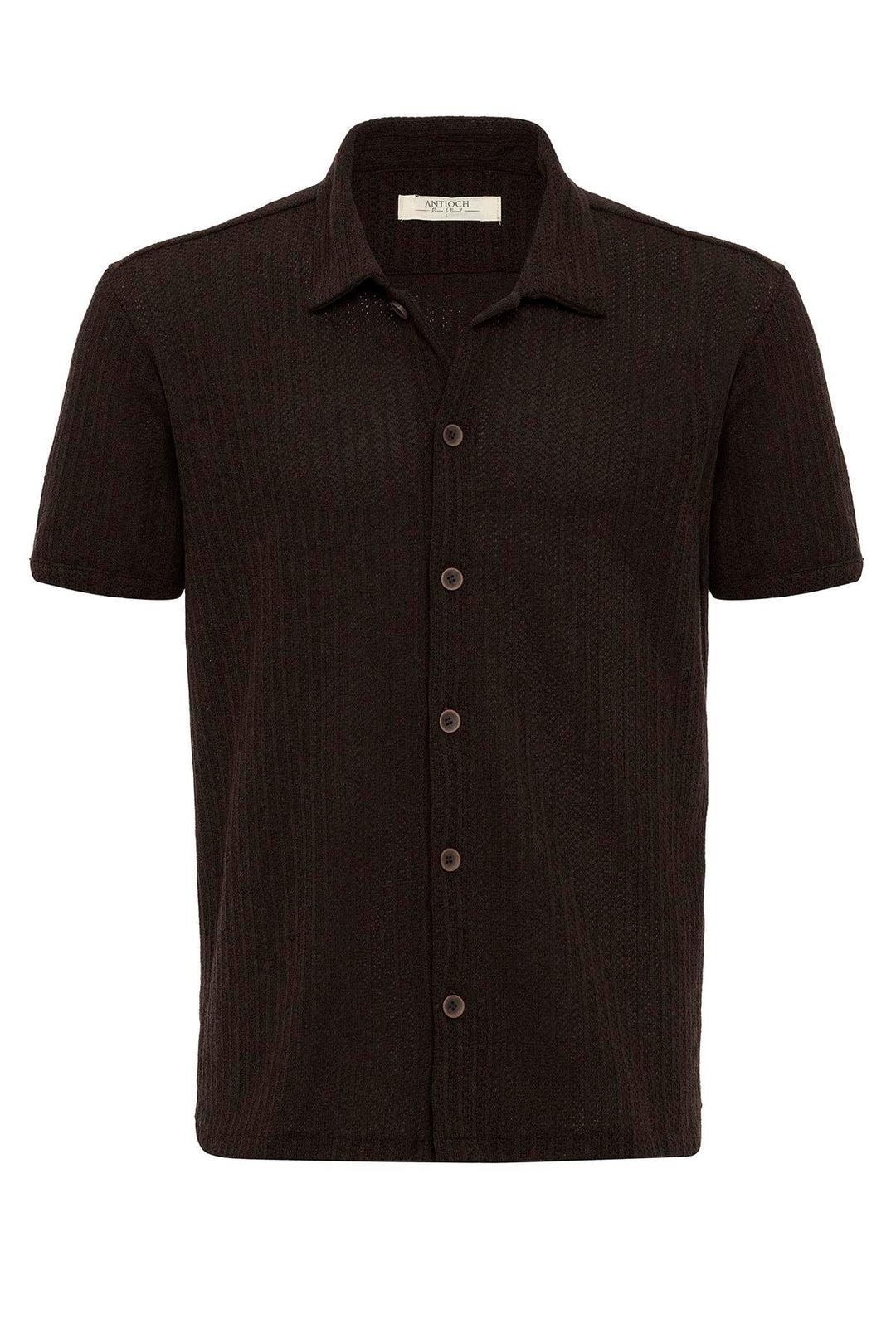 Chemise Homme Marron à Manches Courtes et Col Polo en Maille - Wessi