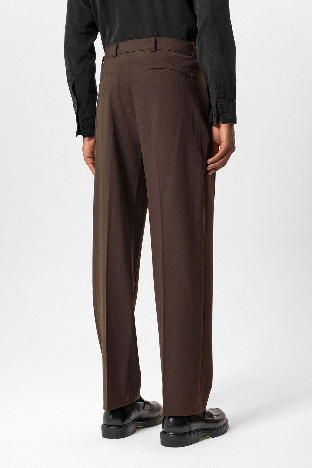 Brown High-Waisted Belted Men's Trousers - Wessi