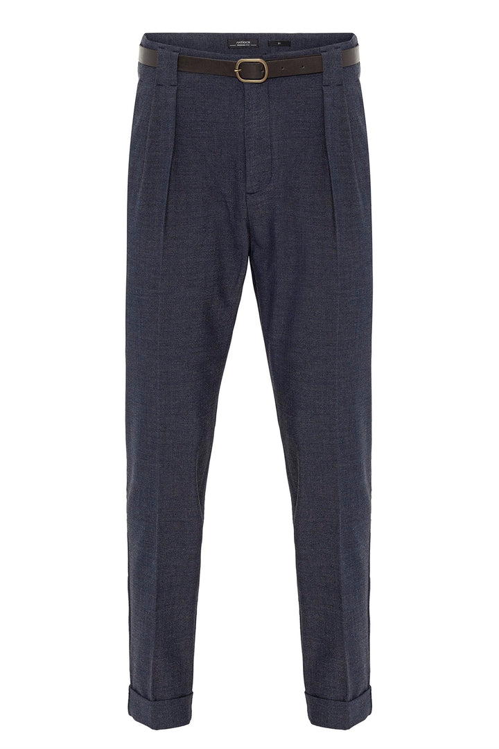 Men's Indigo Belted Double Cuff Pants - Wessi