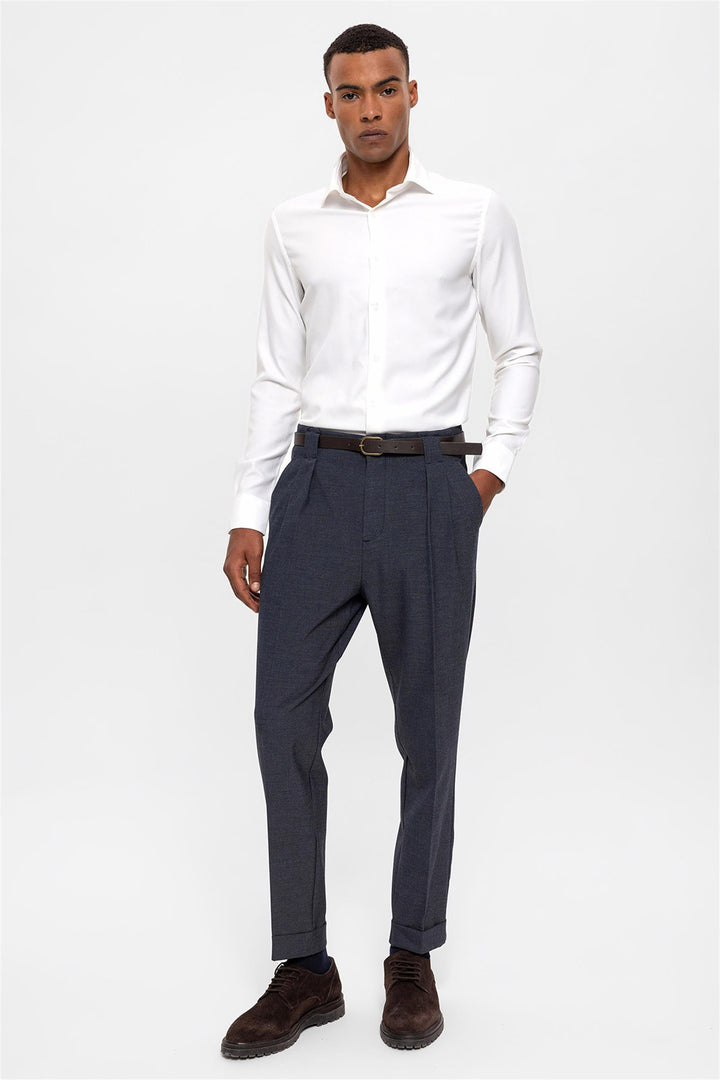 Men's Indigo Belted Double Cuff Pants - Wessi