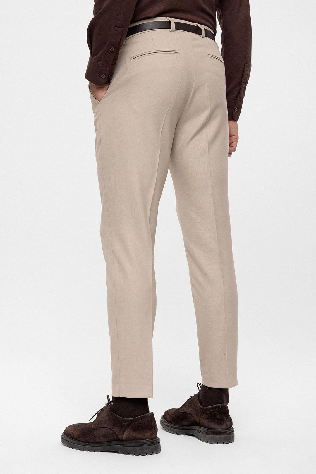 Pantalon Beige Taille Haute Ceinturé Homme - Wessi