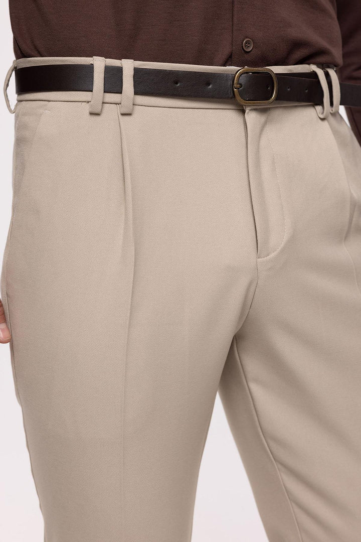 Pantalon Beige Taille Haute Ceinturé Homme - Wessi