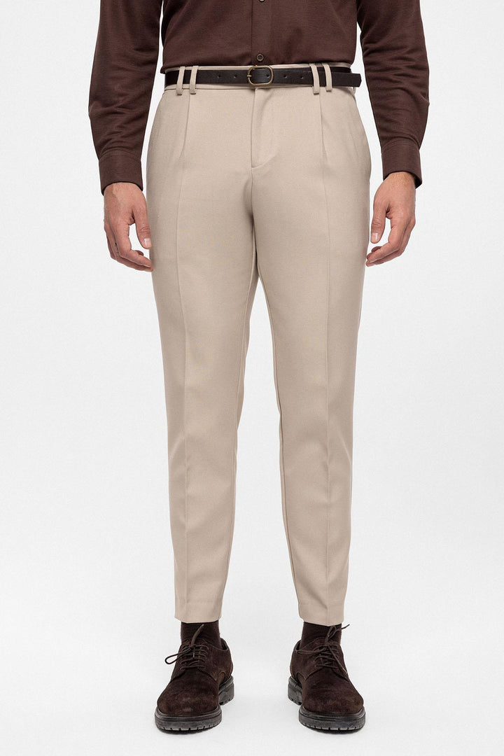 Pantalon Beige Taille Haute Ceinturé Homme - Wessi