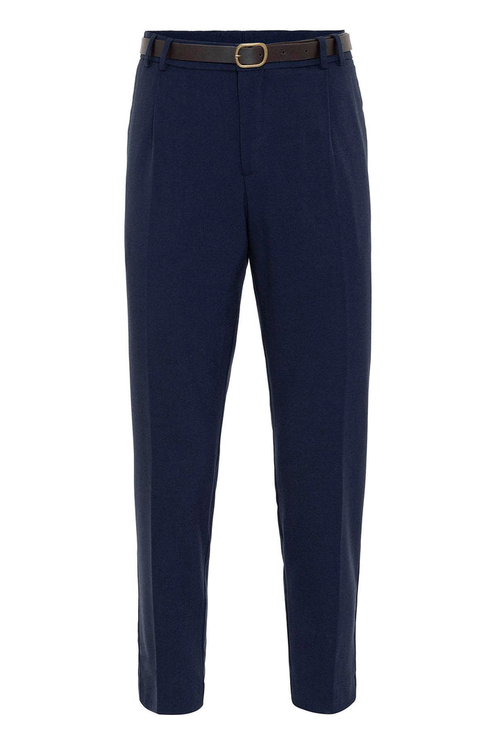 Pantalon Taille Haute Ceinturé Homme Bleu Marine - Wessi