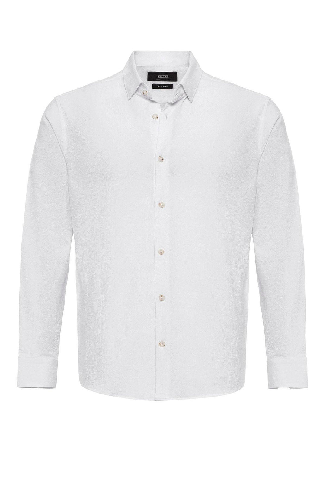 Camisa de mezcla de lino blanca para hombre - Wessi