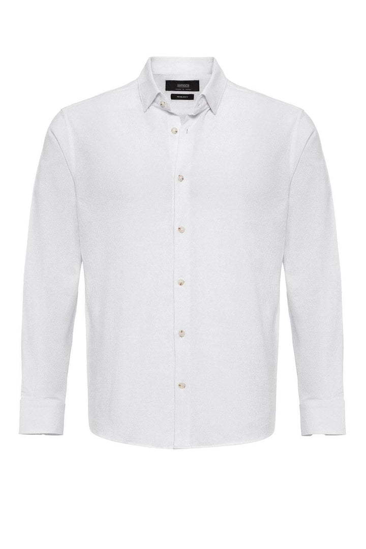 Camisa de mezcla de lino blanca para hombre - Wessi