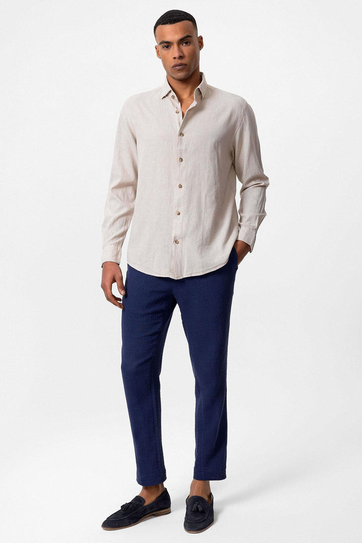 Chemise en lin mélangé beige pour homme - Wessi