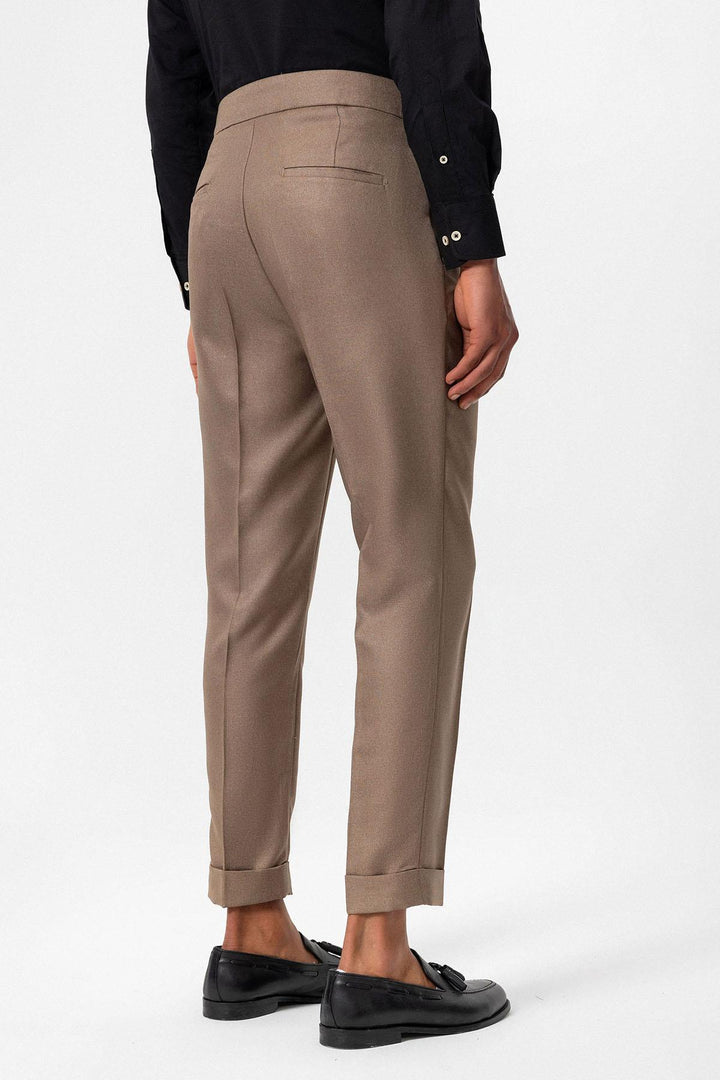 Pantalon plissé taille haute beige foncé pour homme - Wessi