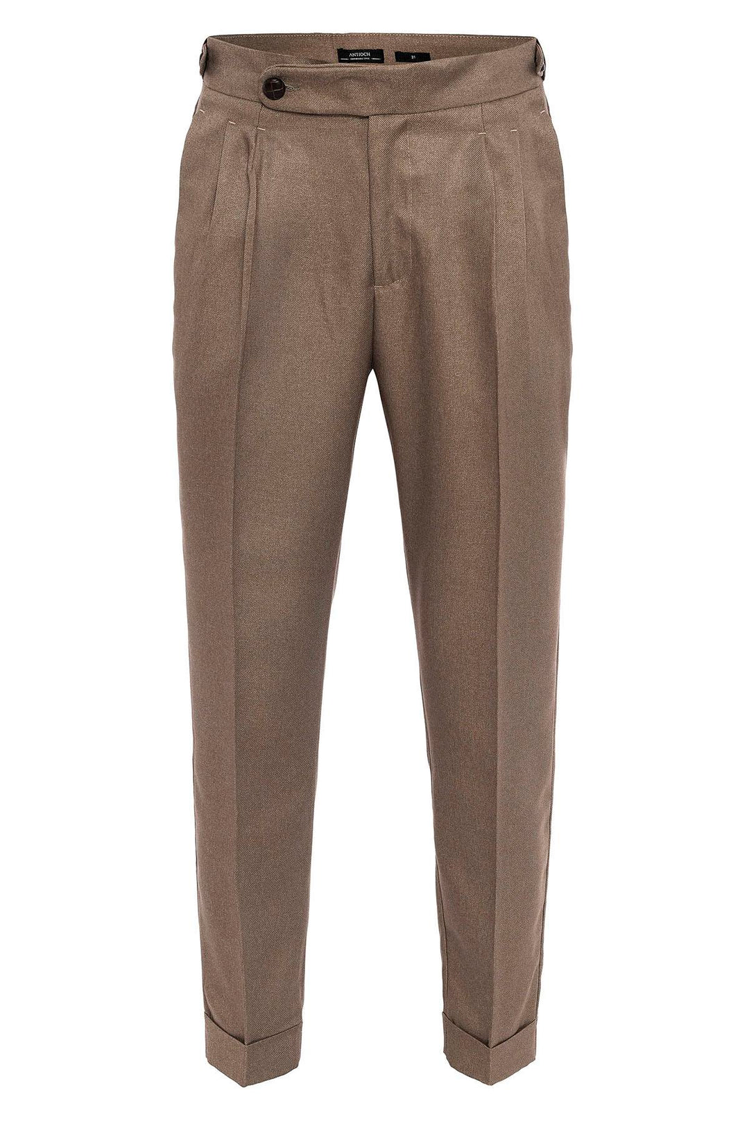 Pantalon plissé taille haute beige foncé pour homme - Wessi