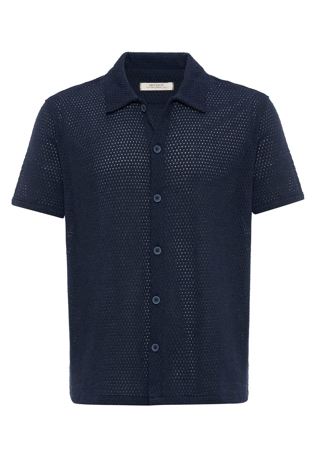 Camisa Manga Corta Texturizada Azul Marino Hombre - Wessi