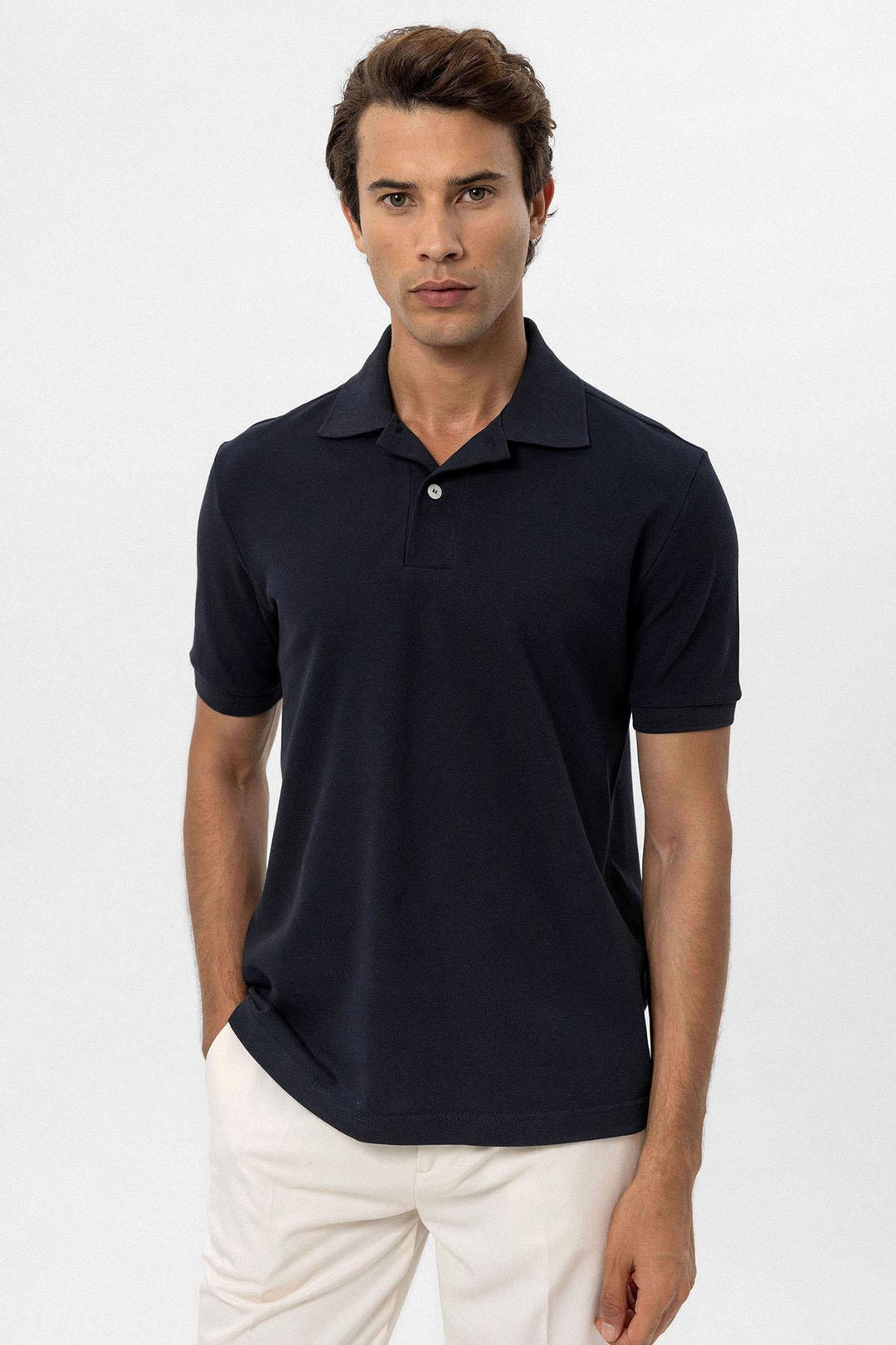 Men's Navy Blue Navy Polo Neck T-Shirt - Wessi