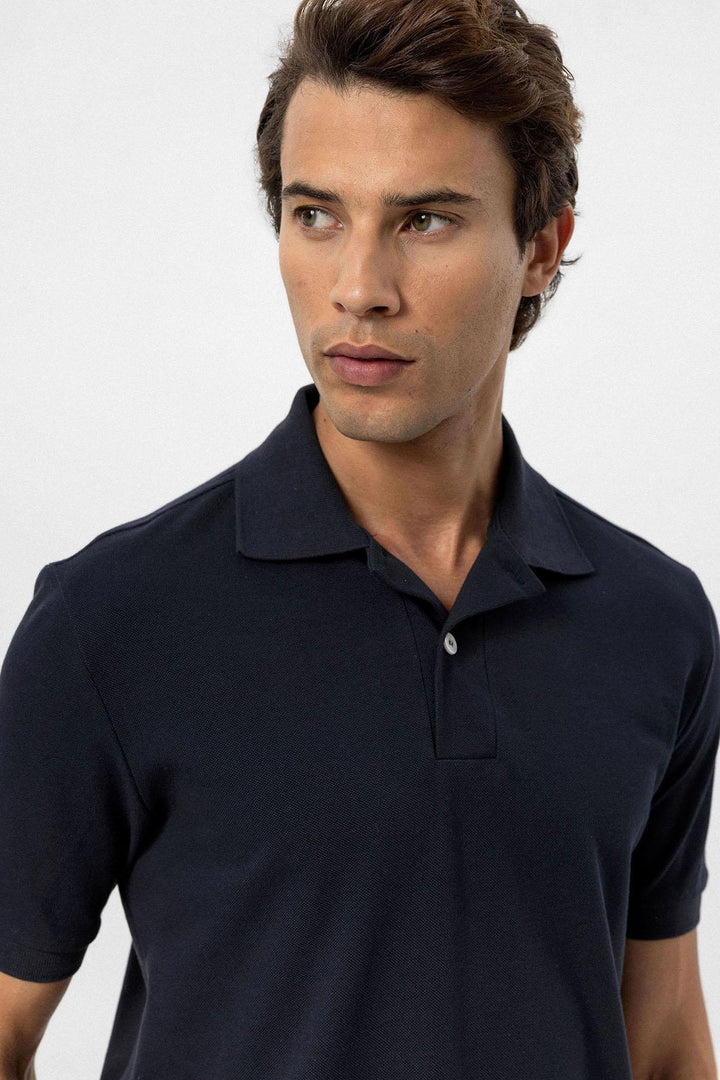 Men's Navy Blue Navy Polo Neck T-Shirt - Wessi