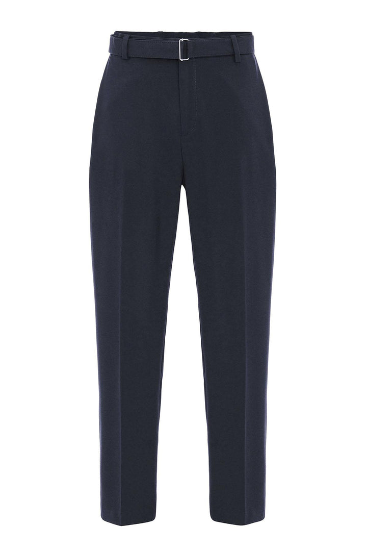 Navy High-Waisted Belted Men's Trousers - Wessi