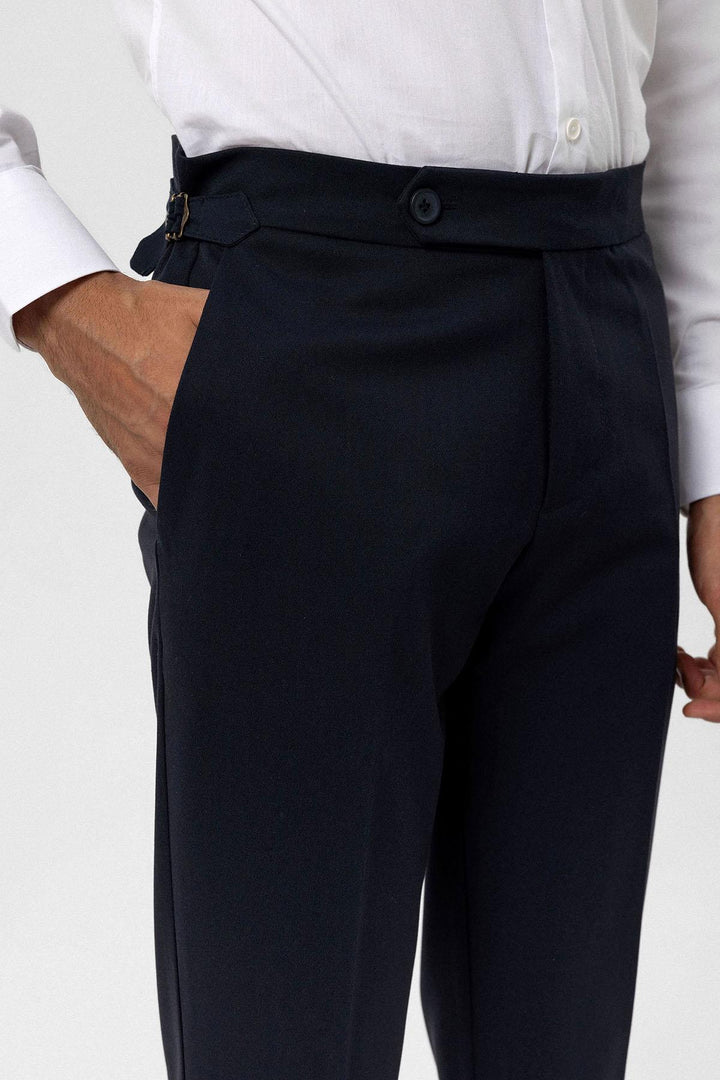 Pantalon Homme Bleu Marine Taille Haute Regular Fit - Wessi