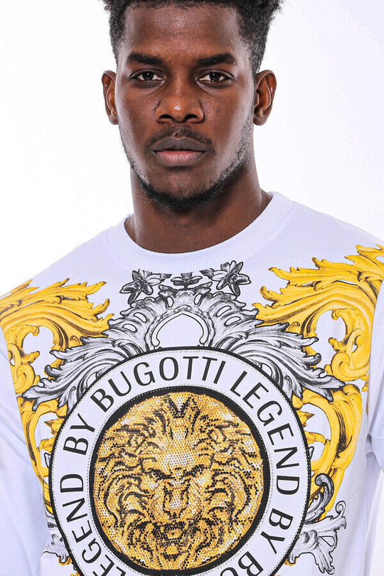 سويت شيرت أبيض بنقشة أسد بقصة ضيقة - Wessi