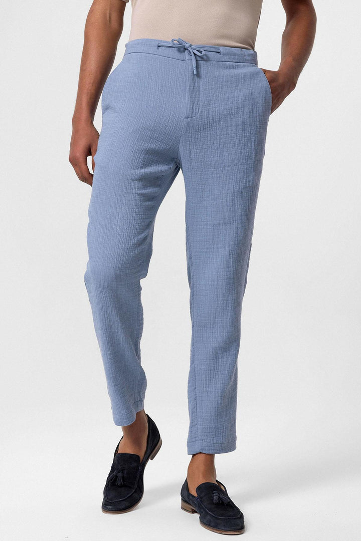 Pantalón de hombre azul regular fit con cordón - Wessi