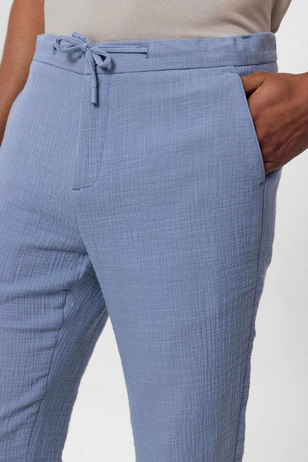 Pantalón de hombre azul regular fit con cordón - Wessi