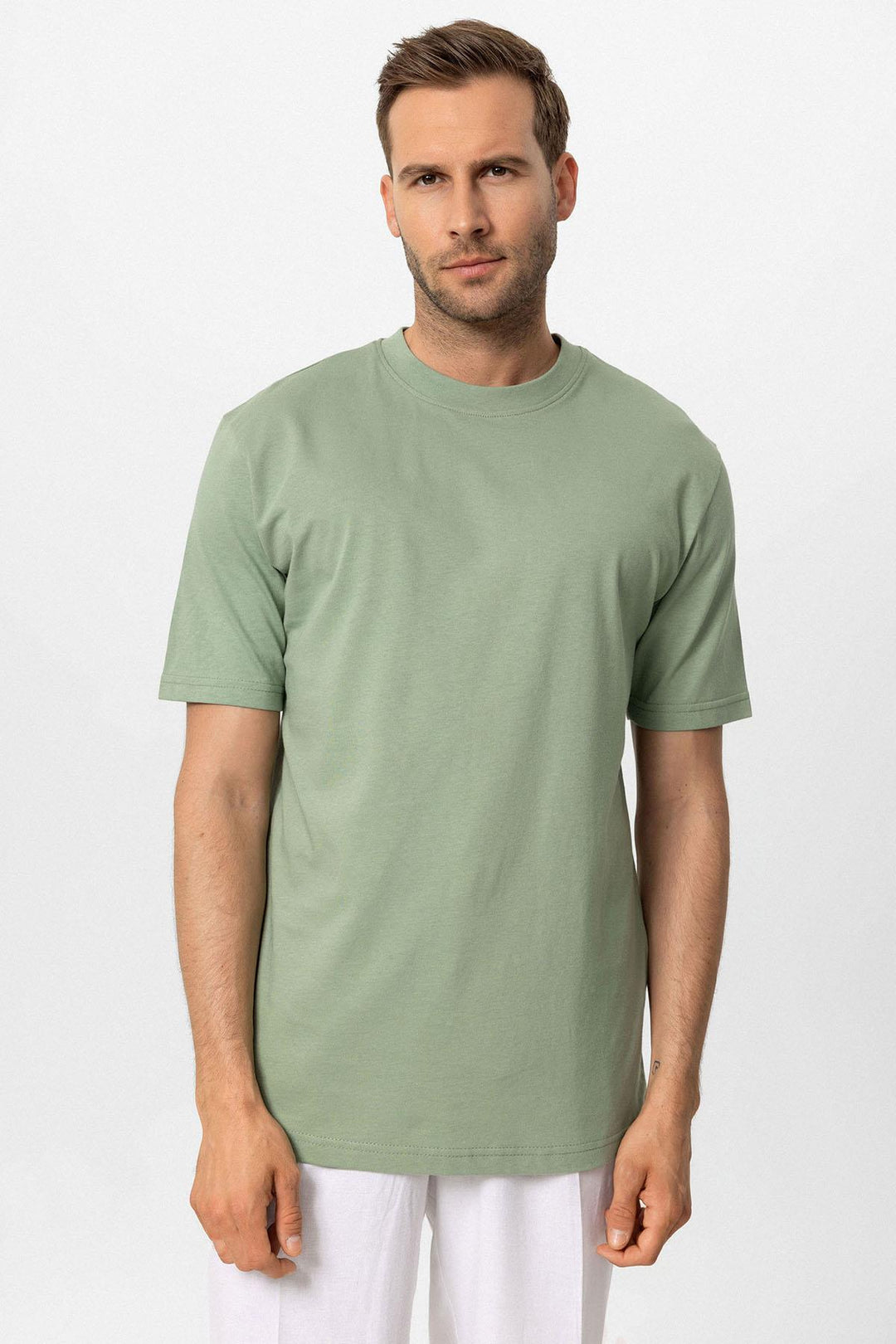 Camiseta básica de hombre menta con cuello redondo - Wessi