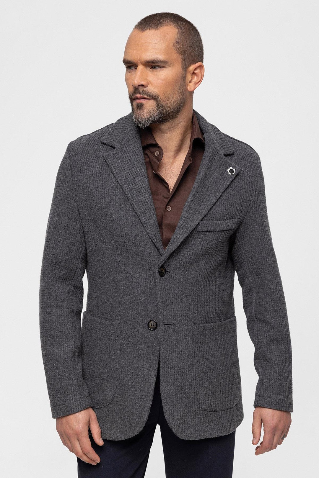 Chaqueta de punto texturizada para hombre gris - Wessi