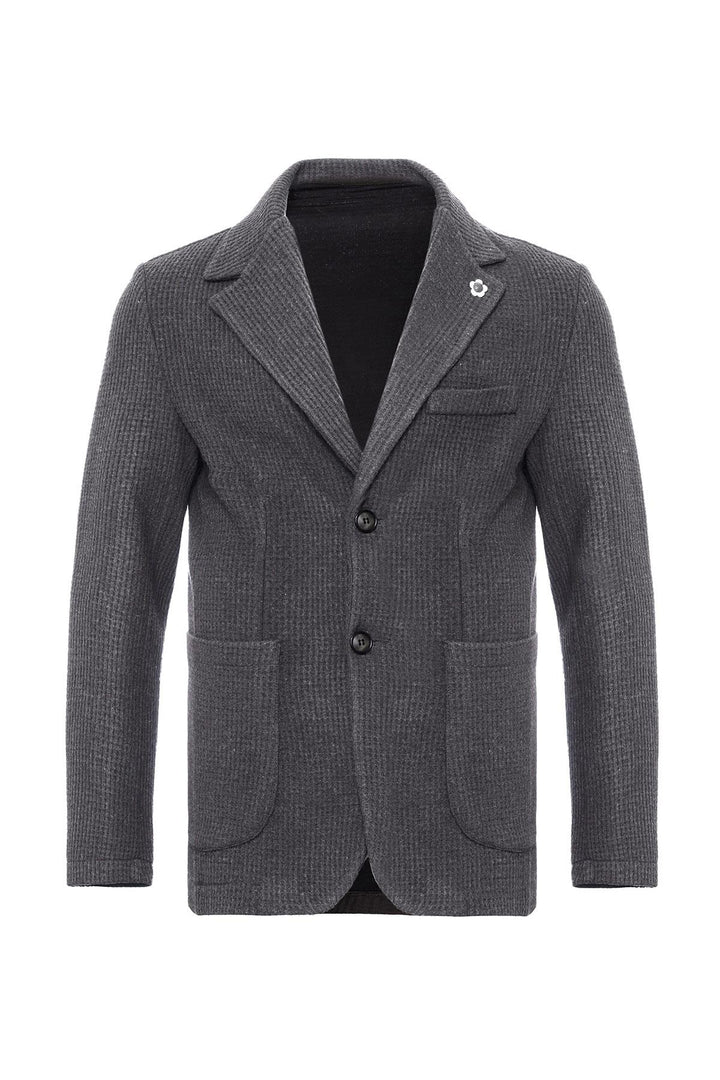 Chaqueta de punto texturizada para hombre gris - Wessi