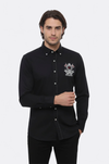 Emblemed Long Sleeve Black Shirt - Wessi