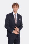 Plain 2 Piece Slim Fit Dark Blue Men Suit - Wessi