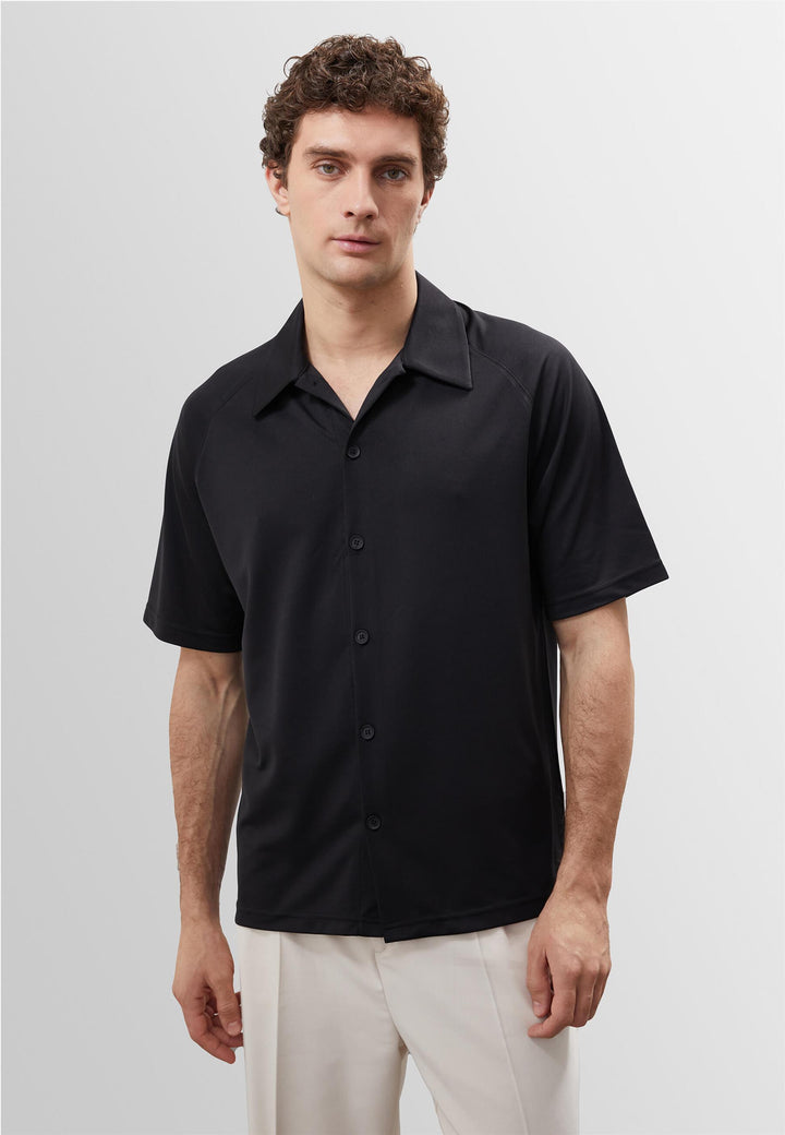 Camisa de manga corta oversize negra para hombre - Wessi