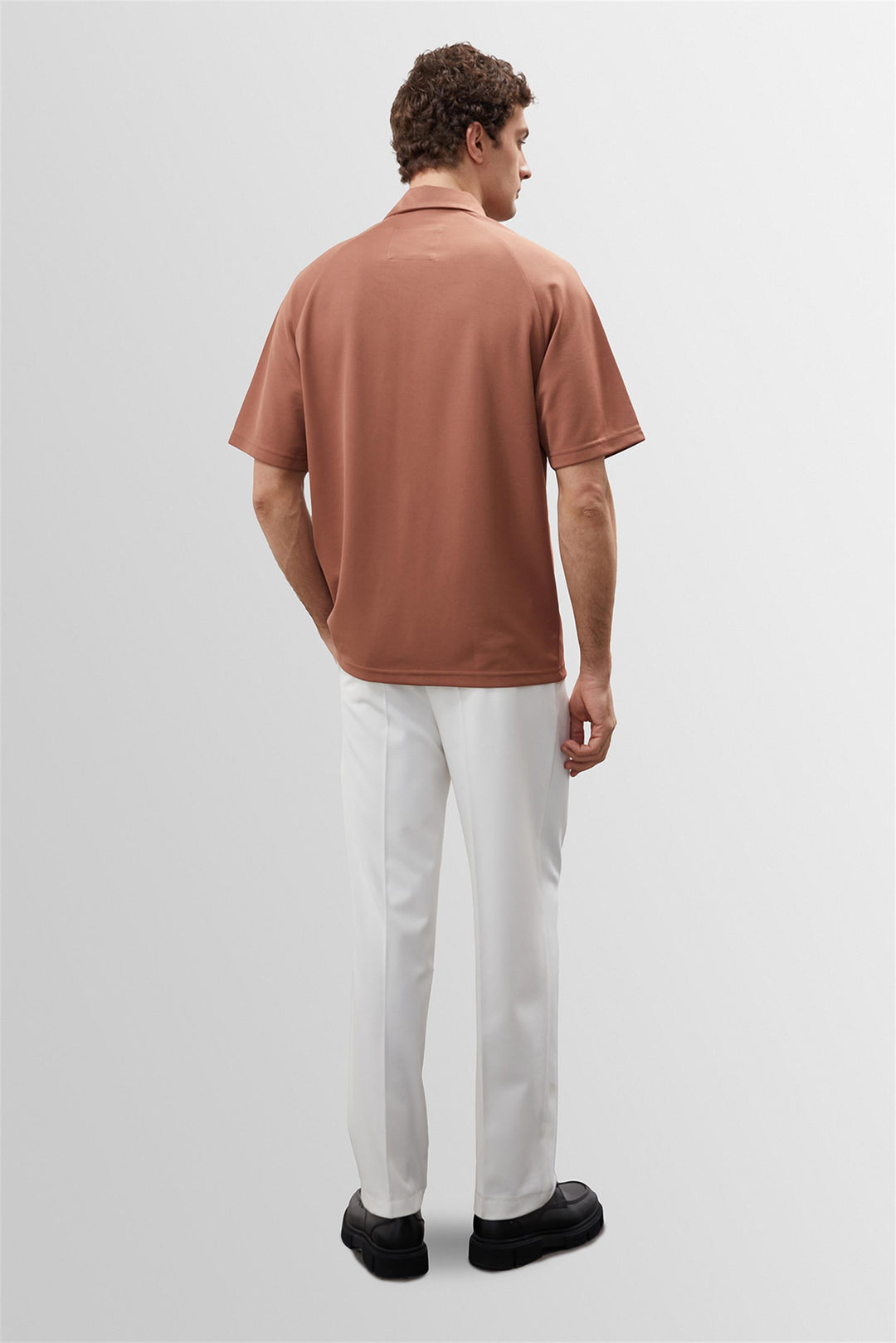 Men's Light Brown Oversize Short Sleeve  Shirt - Wessi