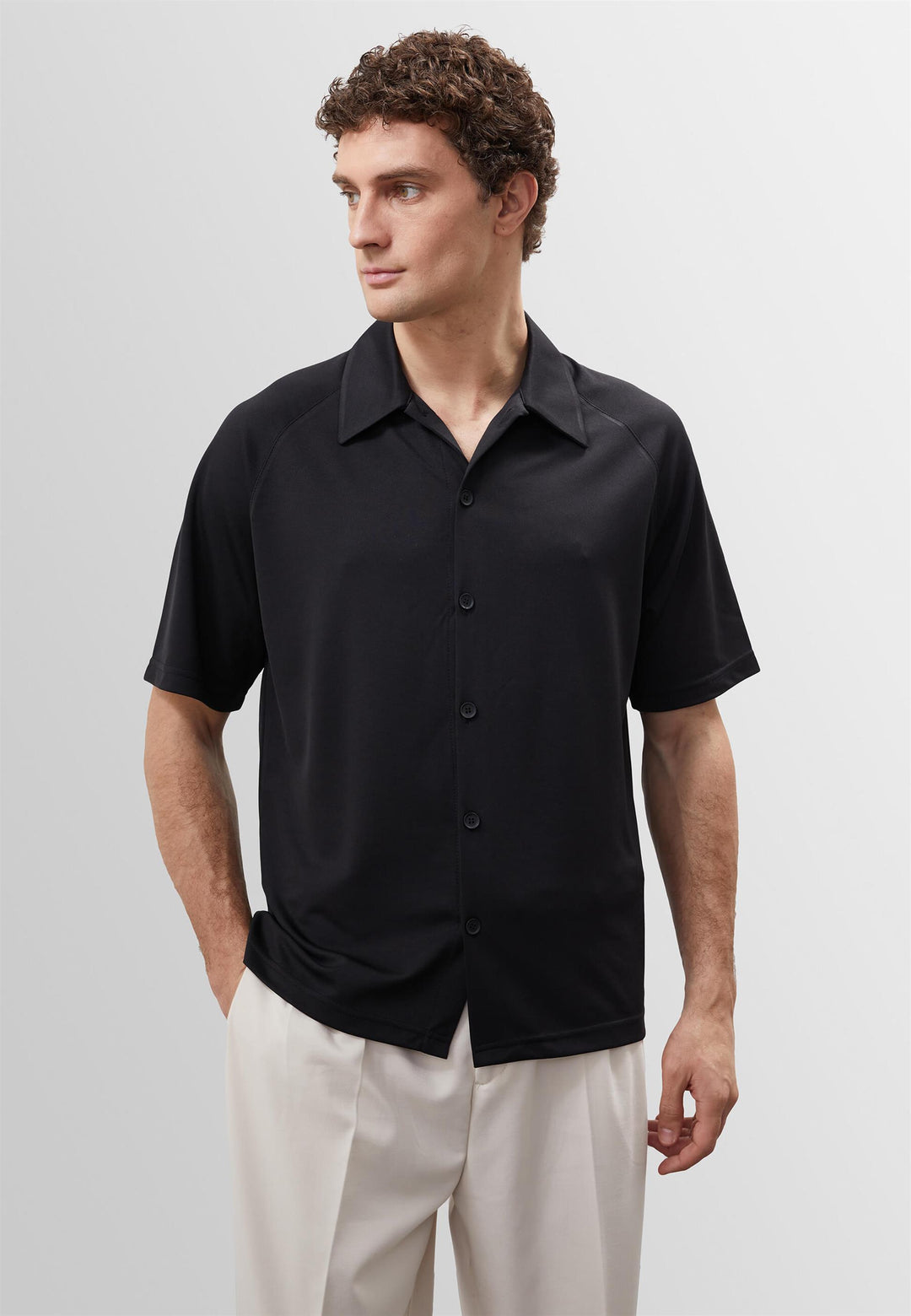 Men's Black Oversize Short Sleeve  Shirt - Wessi