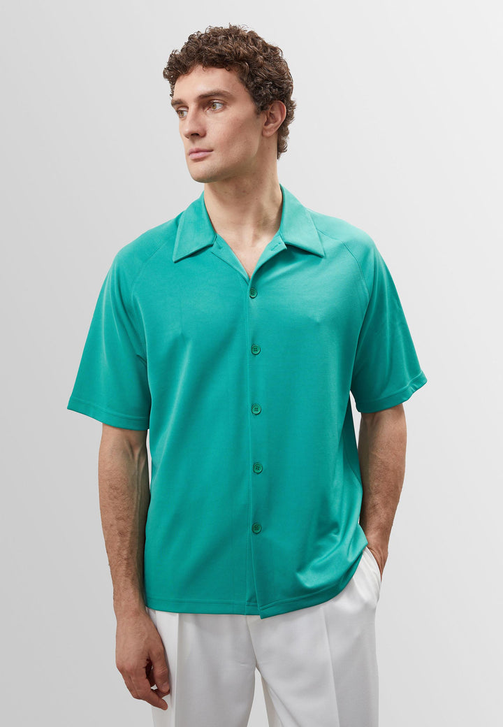 Men's Grass Green Oversize Short Sleeve  Shirt - Wessi