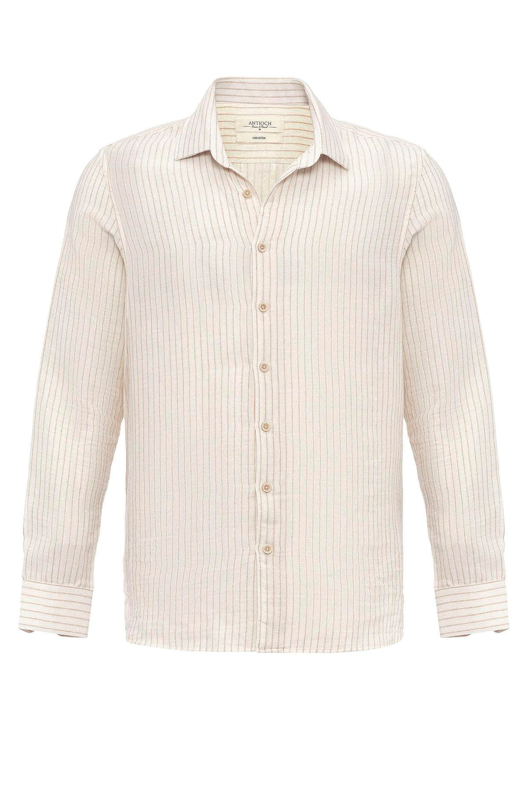 Camisa de hombre de rayas de algodón beige - Wessi