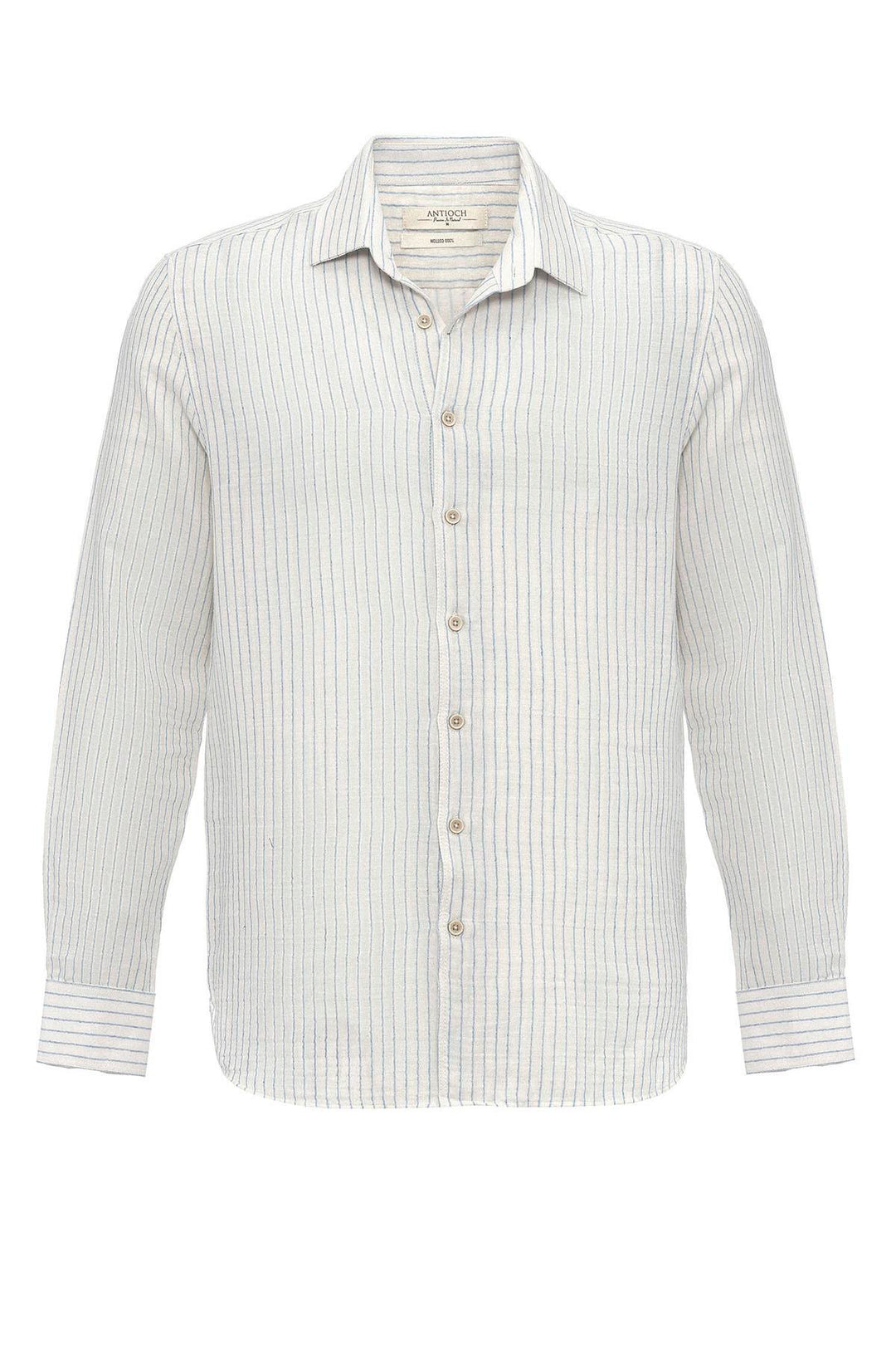 Men's Baby Blue Cotton Striped  Shirt - Wessi