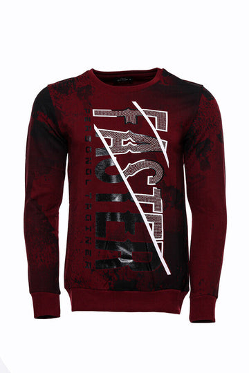 Patterned Slim Fit Brown Sweatshirt - Wessi