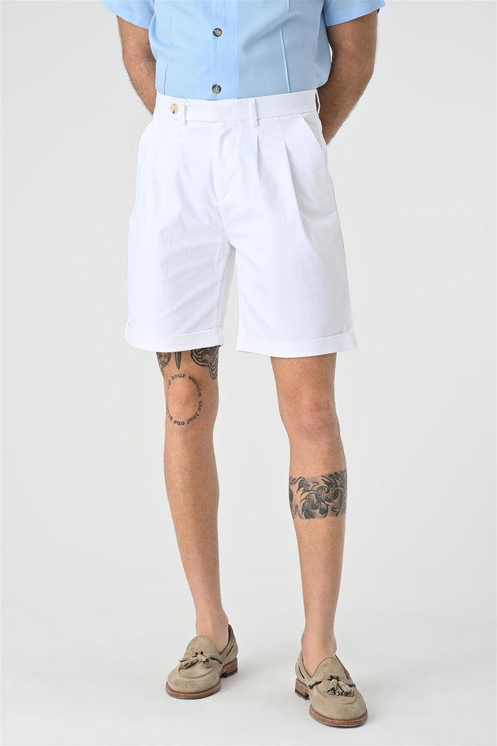 Pantalones cortos blancos plisados para hombre - Wessi