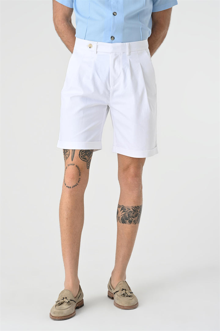 Pantalones cortos blancos plisados para hombre - Wessi