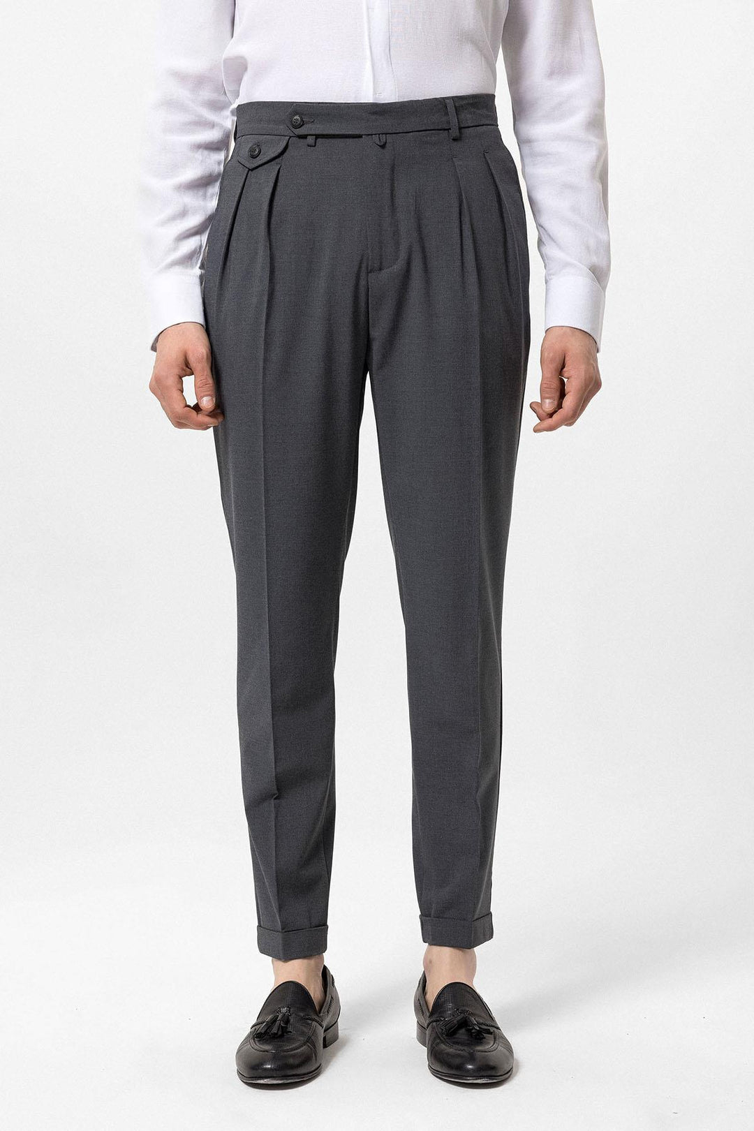 Pantalón de hombre gris plisado de talle alto - Wessi