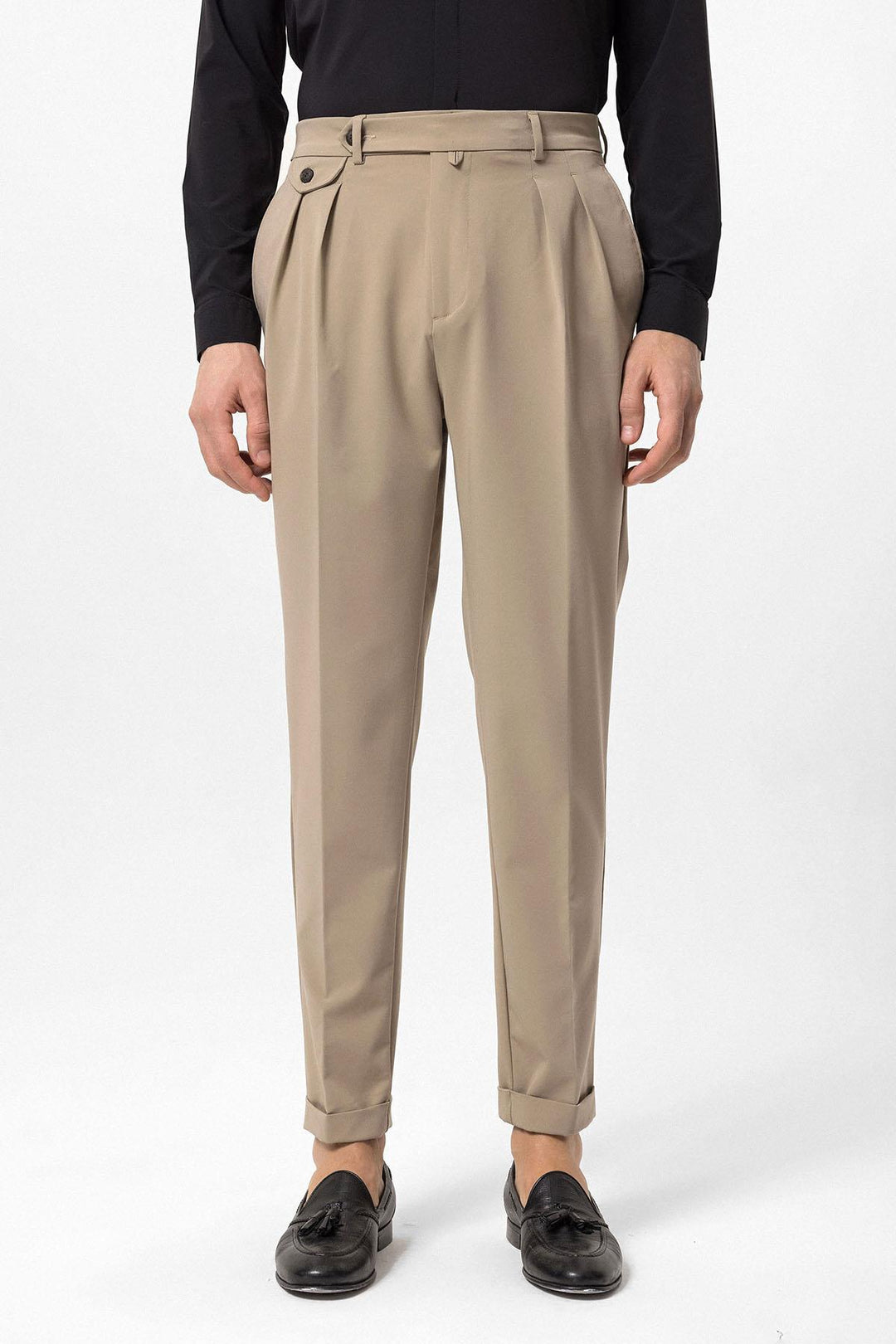 Pantalón de hombre beige plisado de talle alto - Wessi