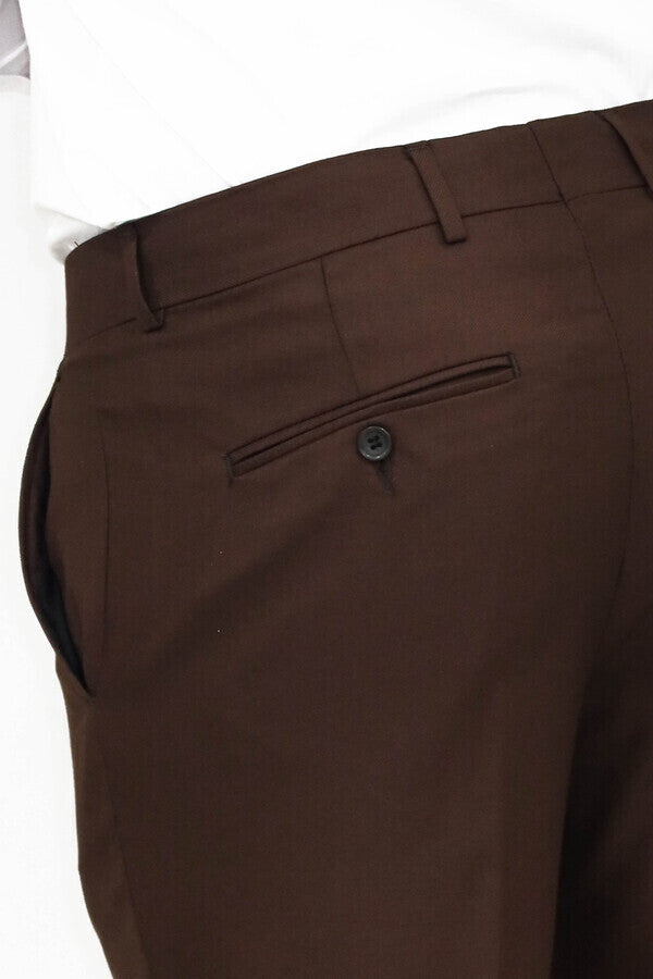 Pantalon homme uni marron - Wessi