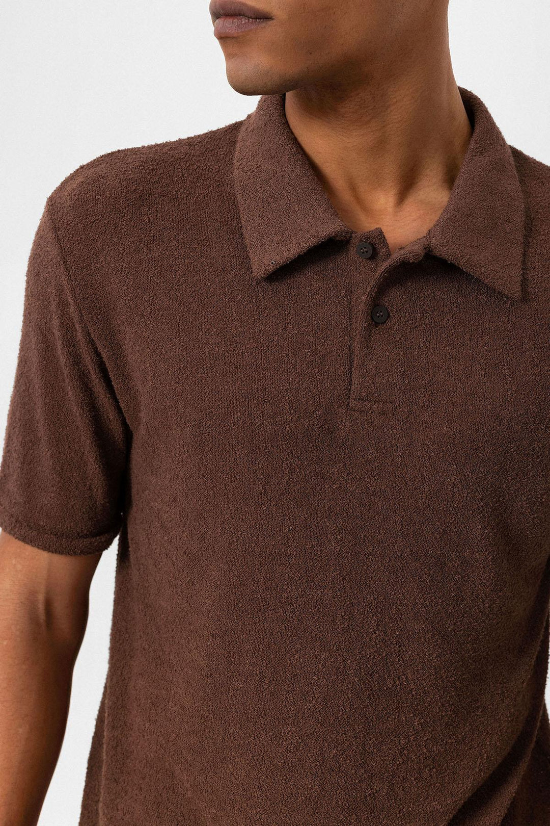 Camiseta de hombre de punto con cuello polo marrón - Wessi