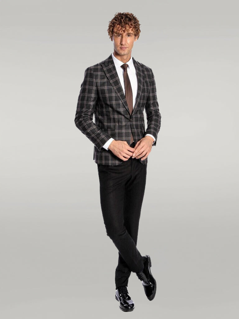 Blazer Hombre Slim Fit Negro Solapa De Pico - Wessi