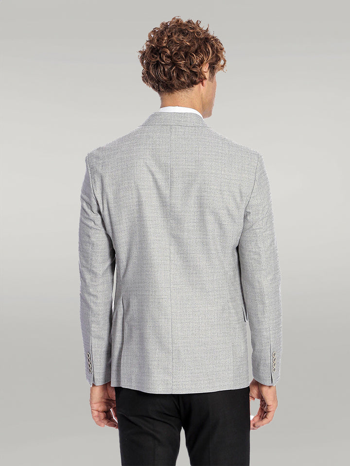 Patterned Wide Lapel Grey Men Blazer - Wessi