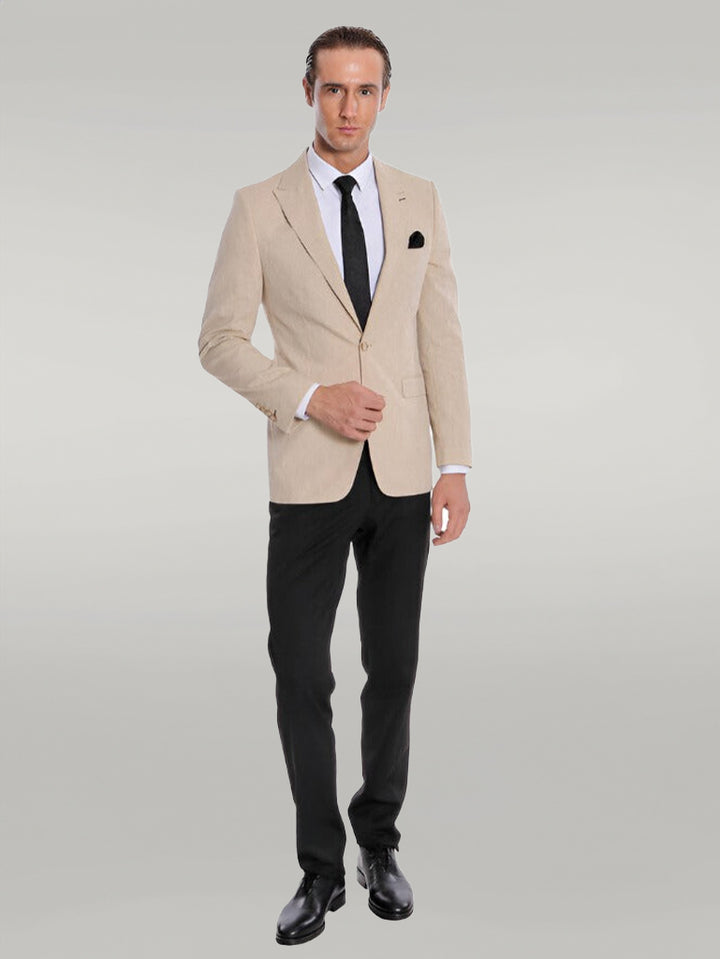 Chaqueta Slim Fit Solapa De Pico Beige - Wessi